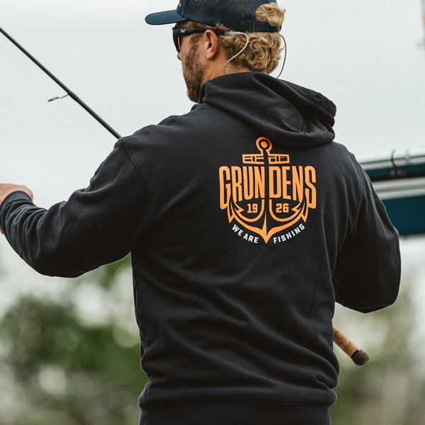 Grundéns Displacement DWR Hoodie Anchor, Grundéns hoodie fiske, vattenavvisande fiske hoodie, Grundéns tröja herr