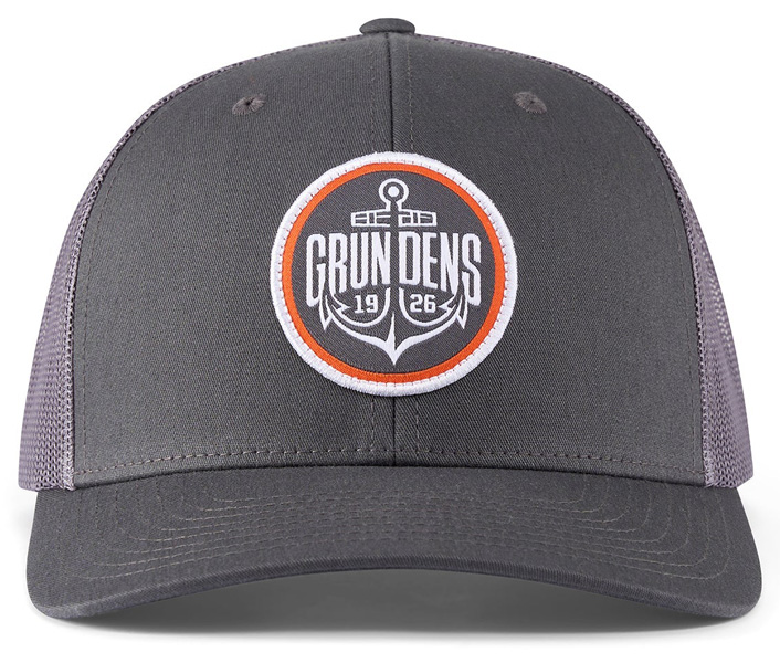 Grundéns Logo Anchor Trucker Charcoal, Grundéns fiskekeps, Grundéns keps sportfiske, Anchor keps Grundéns, trucker keps fiske charcoal