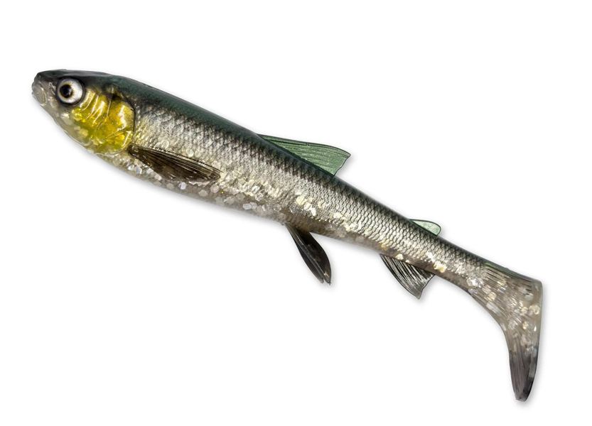 SG 3D Whitefish Shad  27cm/152g Green Silver, whitefish shad stor gädda, naturtrogen gäddjigg, paddelstjärt jigg gädda, predatorfiske bete