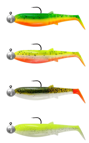 Savage Gear LB Cannibal Shad Darkwater Mix, färdigriggade jiggar 6,8cm, cannibal shad jiggar för abborre och gös, savage gear predatorbeten