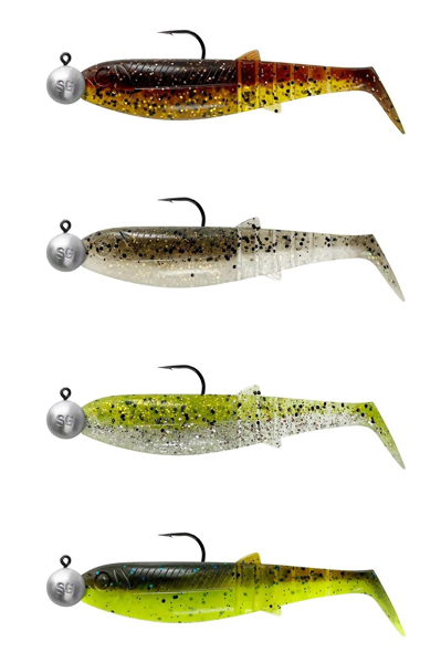 Savage Gear LB Cannibal Shad Darkwater Mix, färdigriggade jiggar 6,8cm, cannibal shad jiggar för abborre och gös, savage gear predatorbeten
